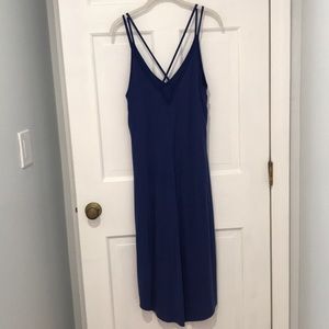 Cobalt blue crisscross back hi-low dress